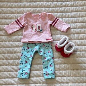 American Girl Pink and Red pajams with Blue Pants